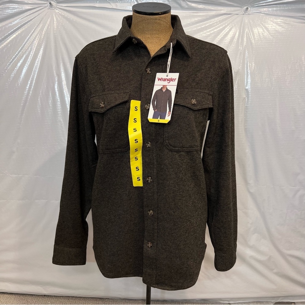 Wrangler NWT Flannel Knit Shirt Men’s Size Small Brown 1908340 Button Down, - Picture 2 of 16